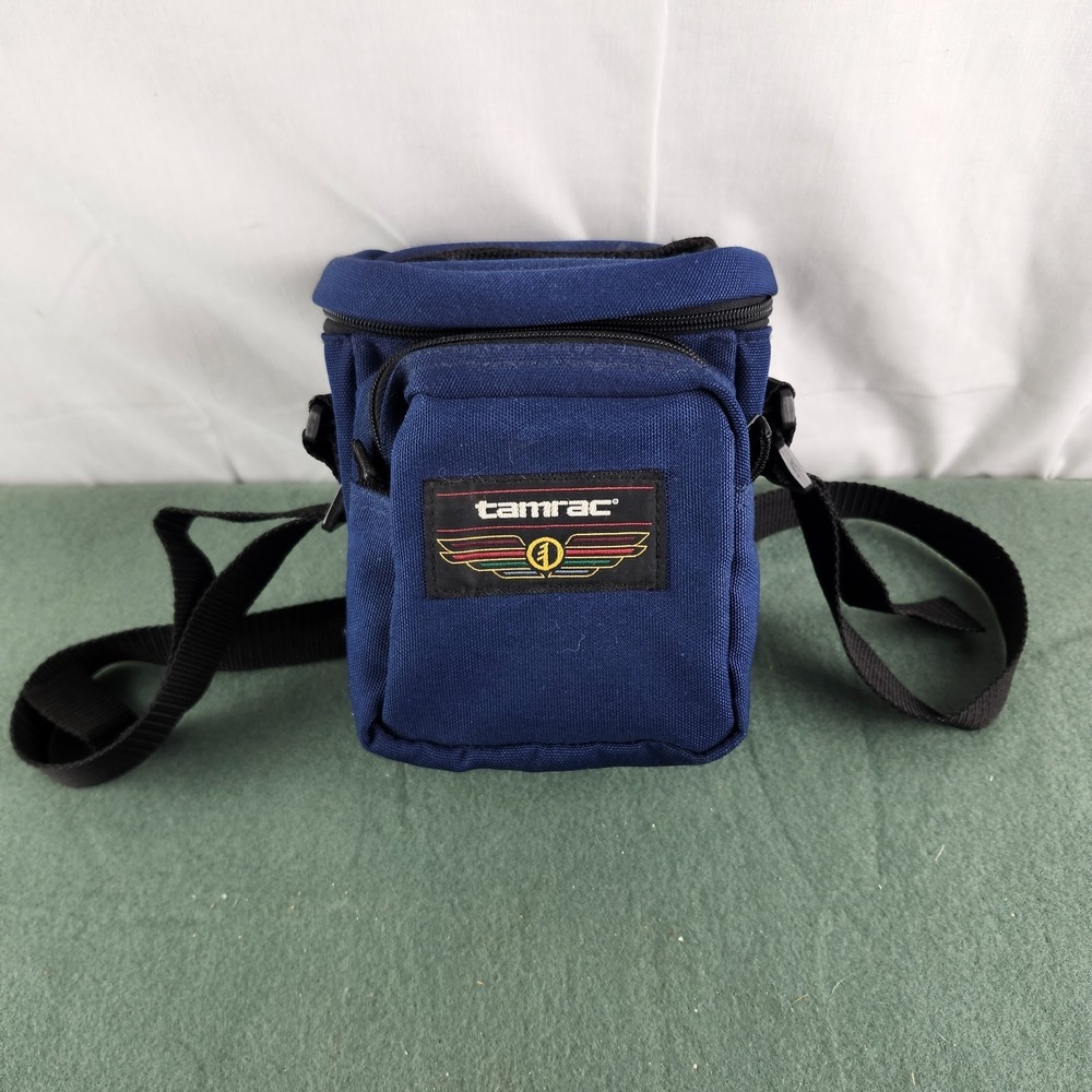 Small Tamrac Photo-Video 1 Camera Bag Blue w/Handle, Shoulder Strap, Waist Belt